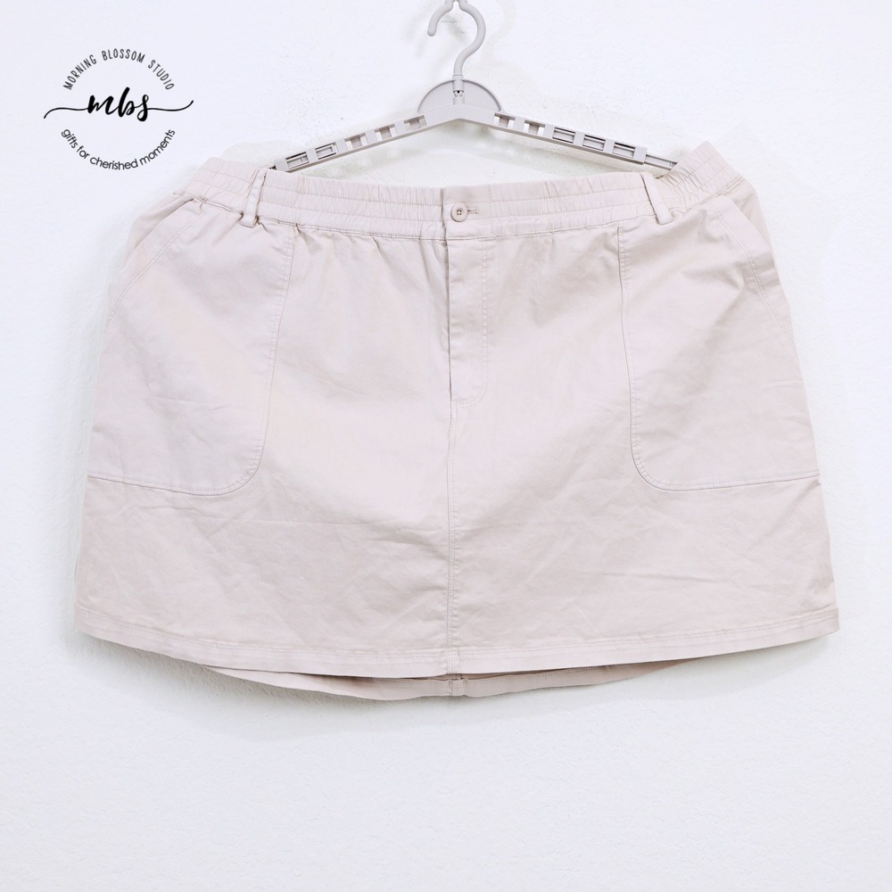 Michael Stars Monroe Mini‎ Skirt Utility Elastic Waist Beige Cotton Women 3X